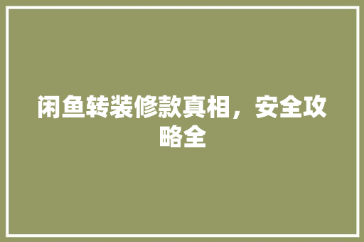 闲鱼转装修款真相，安全攻略全  第1张