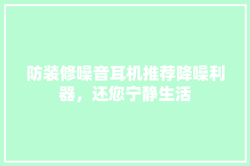 防装修噪音耳机推荐降噪利器，还您宁静生活