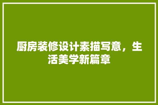 厨房装修设计素描写意，生活美学新篇章