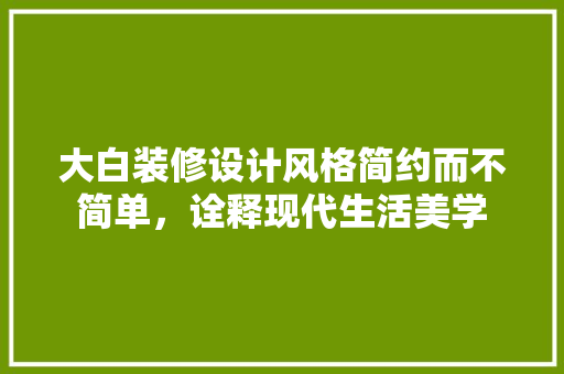 大白装修设计风格简约而不简单，诠释现代生活美学
