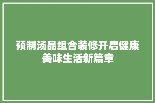 预制汤品组合装修开启健康美味生活新篇章