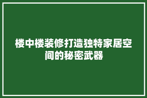 楼中楼装修打造独特家居空间的秘密武器