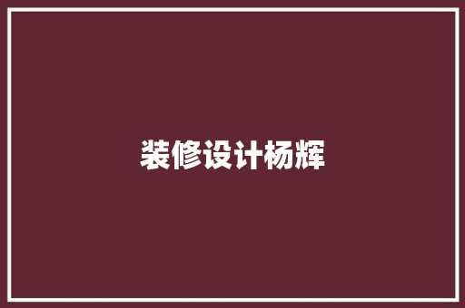 装修设计杨辉