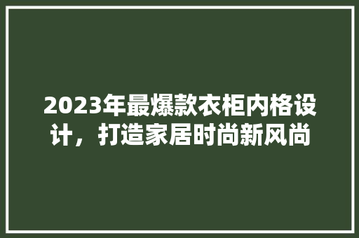 2023年最爆款衣柜内格设计，打造家居时尚新风尚