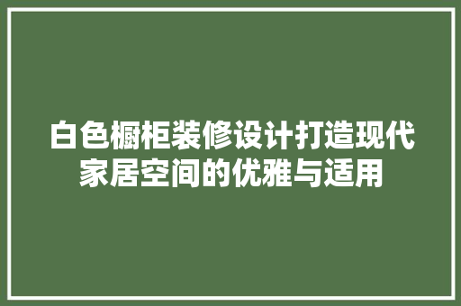 白色橱柜装修设计打造现代家居空间的优雅与适用