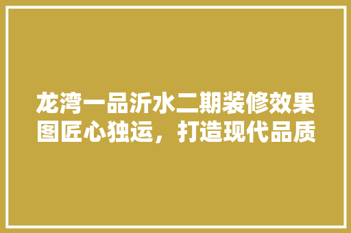 龙湾一品沂水二期装修效果图匠心独运，打造现代品质生活空间