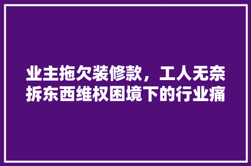 业主拖欠装修款，工人无奈拆东西维权困境下的行业痛点