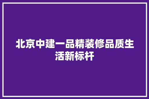 北京中建一品精装修品质生活新标杆