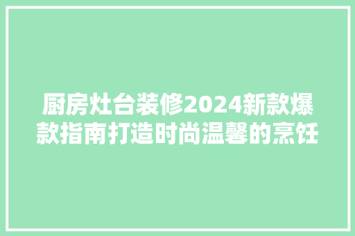 厨房灶台装修2024新款爆款指南打造时尚温馨的烹饪空间
