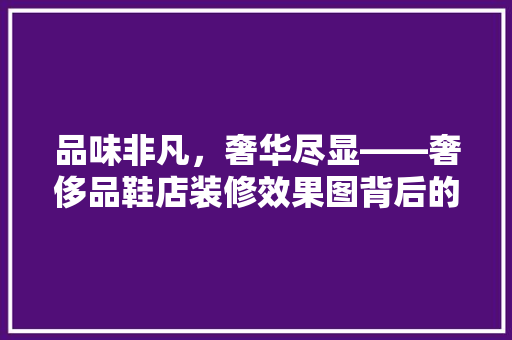 品味非凡，奢华尽显——奢侈品鞋店装修效果图背后的设计哲学