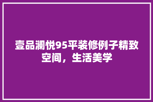 壹品澜悦95平装修例子精致空间，生活美学