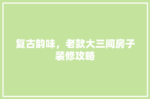 复古韵味，老款大三间房子装修攻略