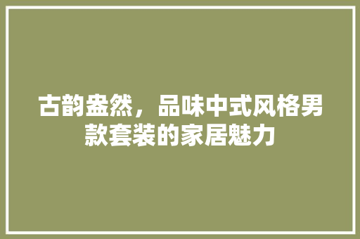 古韵盎然，品味中式风格男款套装的家居魅力  第1张