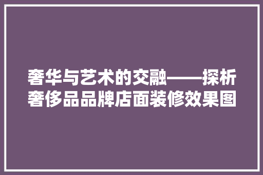 奢华与艺术的交融——探析奢侈品品牌店面装修效果图