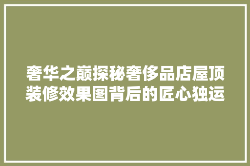 奢华之巅探秘奢侈品店屋顶装修效果图背后的匠心独运