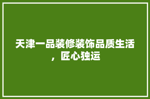 天津一品装修装饰品质生活，匠心独运