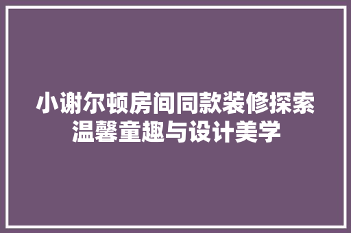 小谢尔顿房间同款装修探索温馨童趣与设计美学