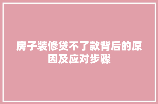 房子装修贷不了款背后的原因及应对步骤