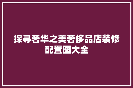 探寻奢华之美奢侈品店装修配置图大全