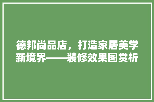 德邦尚品店，打造家居美学新境界——装修效果图赏析