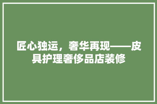 匠心独运，奢华再现——皮具护理奢侈品店装修