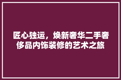 匠心独运，焕新奢华二手奢侈品内饰装修的艺术之旅