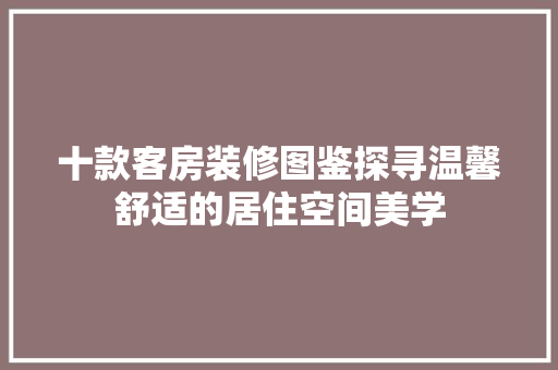 十款客房装修图鉴探寻温馨舒适的居住空间美学