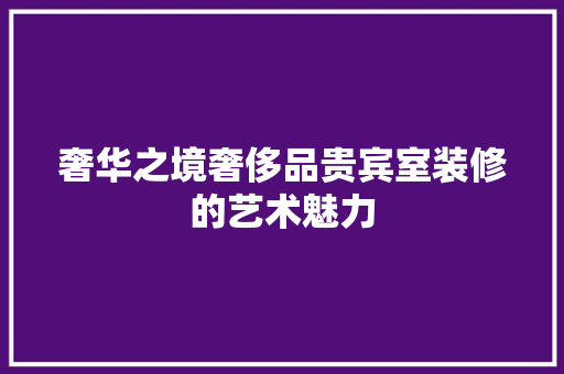 奢华之境奢侈品贵宾室装修的艺术魅力