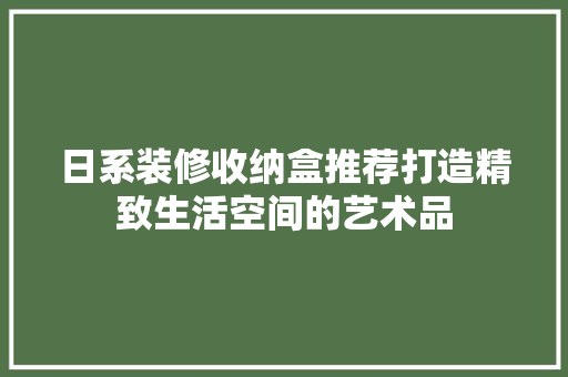 日系装修收纳盒推荐打造精致生活空间的艺术品