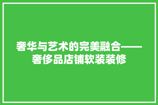奢华与艺术的完美融合——奢侈品店铺软装装修