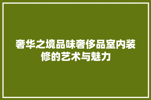 奢华之境品味奢侈品室内装修的艺术与魅力
