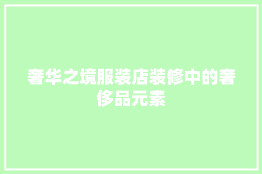 奢华之境服装店装修中的奢侈品元素