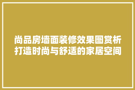 尚品房墙面装修效果图赏析打造时尚与舒适的家居空间