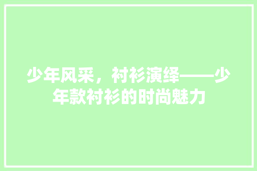 少年风采，衬衫演绎——少年款衬衫的时尚魅力
