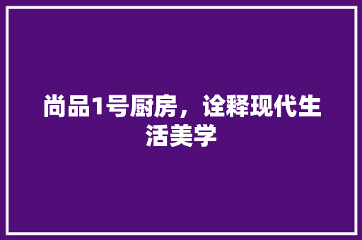 尚品1号厨房，诠释现代生活美学