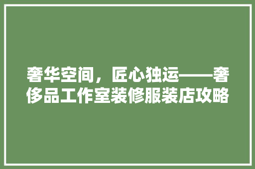 奢华空间，匠心独运——奢侈品工作室装修服装店攻略