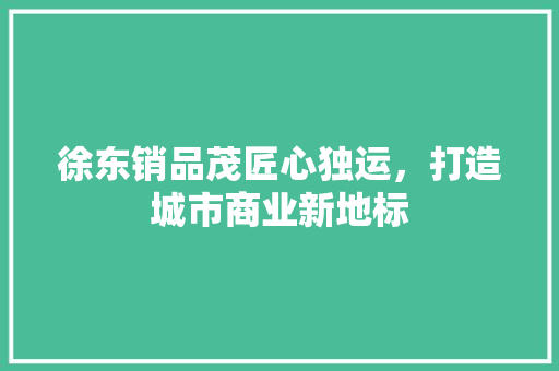 徐东销品茂匠心独运，打造城市商业新地标