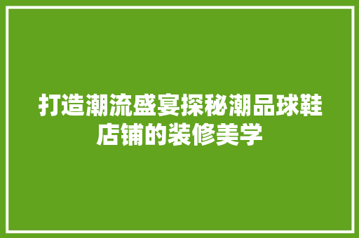 打造潮流盛宴探秘潮品球鞋店铺的装修美学