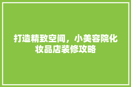 打造精致空间，小美容院化妆品店装修攻略