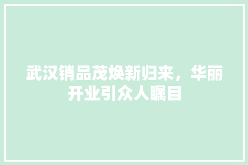 武汉销品茂焕新归来，华丽开业引众人瞩目