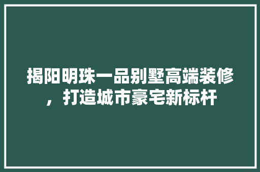 揭阳明珠一品别墅高端装修，打造城市豪宅新标杆