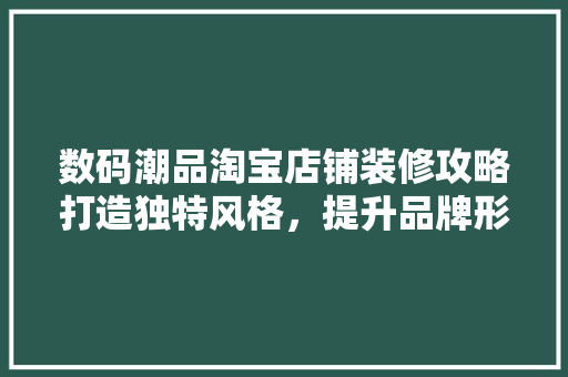 数码潮品淘宝店铺装修攻略打造独特风格，提升品牌形象