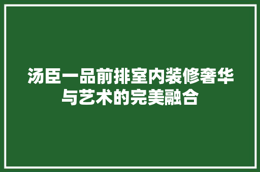 汤臣一品前排室内装修奢华与艺术的完美融合