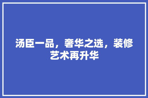 汤臣一品，奢华之选，装修艺术再升华