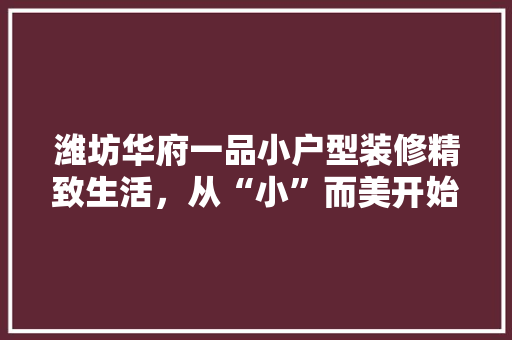 潍坊华府一品小户型装修精致生活，从“小”而美开始