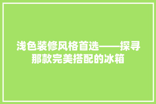 浅色装修风格首选——探寻那款完美搭配的冰箱