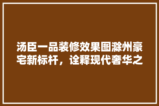 汤臣一品装修效果图滁州豪宅新标杆，诠释现代奢华之美
