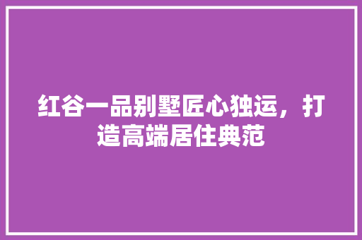 红谷一品别墅匠心独运，打造高端居住典范