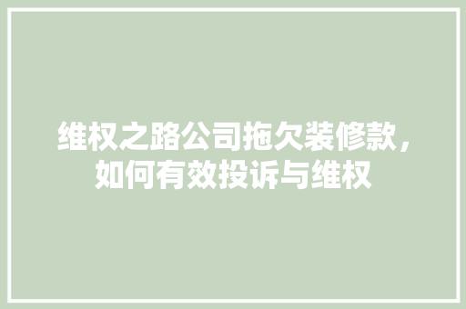 维权之路公司拖欠装修款，如何有效投诉与维权