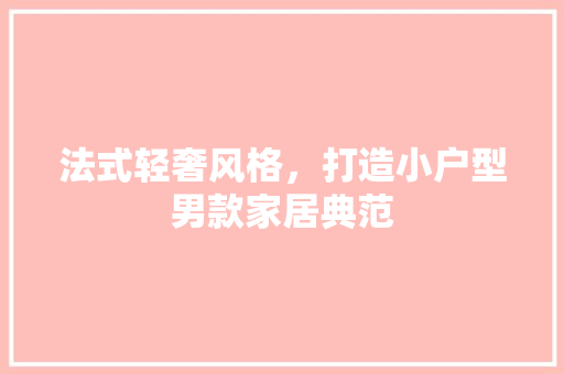法式轻奢风格，打造小户型男款家居典范
